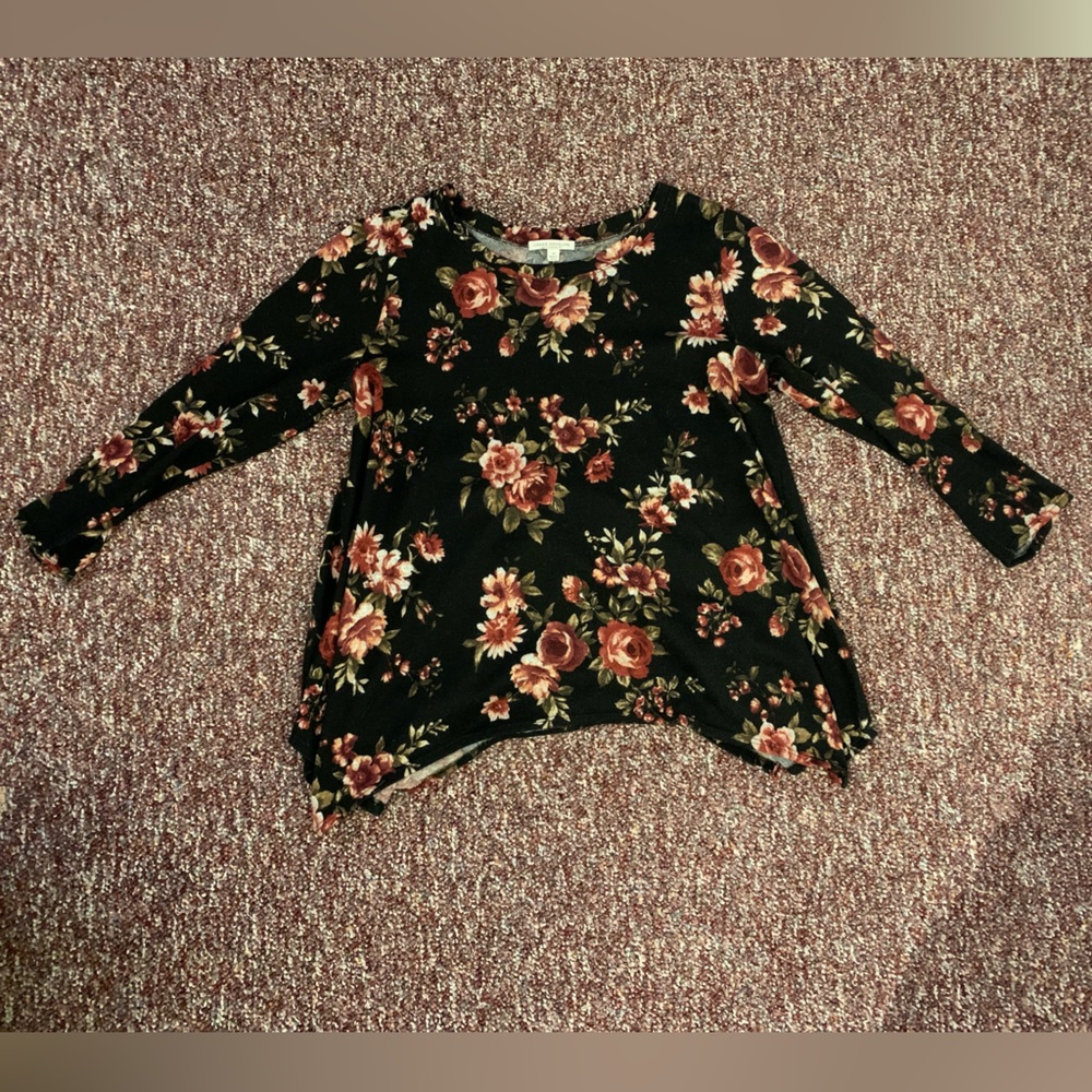 Green Envelope Long Sleeve Flare Top, Size 1X